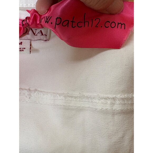 White Denim Vest "What Would Dolly Do?" Embroidery On Back Sleeveless Size M - Picture 16 of 16